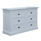 Beechworth Dresser Mirror 6 Chest of Drawers Pine Wood Storage Cabinet - White - Side View