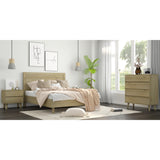 Abelia Bedside Nightstand 2 Drawers Storage Cabinet Shelf Side End Table - Brushed Smoke - Front View