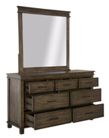 Lily Dresser Mirror 7 Chest of Drawers Tallboy Storage Cabinet - Rustic Grey - Side View