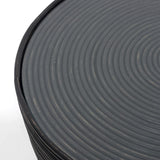 Clover Rattan Round Coffee Table 80cm with Glass Top - Distressed Black - 45-Degree Angle