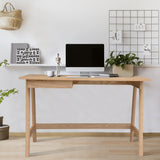 Mindil Office Desk Student Study Table Solid Wooden Timber Frame - Ash Natural - Front View