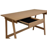 Mindil Office Desk Student Study Table Solid Wooden Timber Frame - Ash Natural - 45-Degree Angle