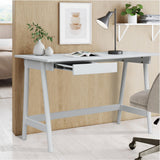 Mindil Office Desk Student Study Table Solid Wooden Timber Frame - White - Front View