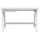 Mindil Office Desk Student Study Table Solid Wooden Timber Frame - White - Top-Down View