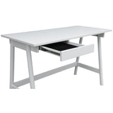 Mindil Office Desk Student Study Table Solid Wooden Timber Frame - White - 45-Degree Angle