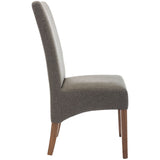 Aksa 9pc Dining Set 210-310cm Extension Timber Wood Table 8 Grey Fabric Chair - Close-Up Angle