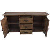 Aksa Buffet Table 175cm 2 Door 3 Drawer Solid Mango Timber Wood - 45-Degree Angle