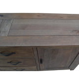 Aksa Buffet Table 175cm 2 Door 3 Drawer Solid Mango Timber Wood - Rear View