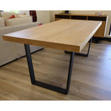Petunia 7pc 180cm Dining Table Set 6 Wishbone Chair Elm Timber Wood Metal Leg - Front View