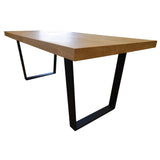 Petunia 7pc 180cm Dining Table Set 6 Wishbone Chair Elm Timber Wood Metal Leg - Side View