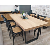 Petunia  9pc 210cm Dining Table Set 8 Cross Back Chair Elm Timber Wood Metal Leg - Front View