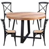 Petunia 5pc 120cm Round Dining Table Set 4 Cross Back Chair Elm Timber Wood