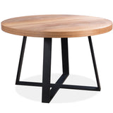 Petunia 5pc 120cm Round Dining Table Set 4 Wishbone Chair Elm Timber Wood - Front View