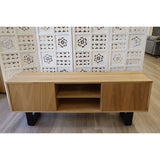 Petunia ETU Entertainment TV Unit 160cm Elm Timber Wood 2 Door - Natural - Front View