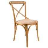 Aster Crossback Dining Chair Set of 6 Solid Birch Timber Wood Ratan Seat - Oak - Front View