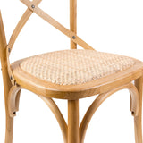Aster Crossback Dining Chair Set of 8 Solid Birch Timber Wood Ratan Seat - Oak - 45-Degree Angle