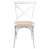 Aster Crossback Dining Chair Set of 6 Solid Birch Timber Wood Ratan Seat - White - Top-Down View
