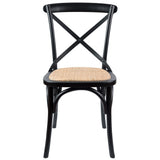 Aster Crossback Dining Chair Set of 8 Solid Birch Timber Wood Ratan Seat - Black - Top-Down View