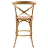 Aster 3pc Crossback Bar Stools Dining Chair Solid Birch Timber Rattan Seat - Oak - Side View