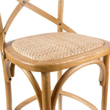 Aster 3pc Crossback Bar Stools Dining Chair Solid Birch Timber Rattan Seat - Oak - Top-Down View