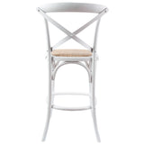 Aster 4pc Crossback Bar Stools Dining Chair Solid Birch Timber Rattan Seat White - Side View