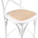 Aster 4pc Crossback Bar Stools Dining Chair Solid Birch Timber Rattan Seat White - Top-Down View