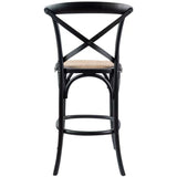 Aster 3pc Crossback Bar Stools Dining Chair Solid Birch Timber Rattan Seat Black - Side View