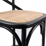 Aster 3pc Crossback Bar Stools Dining Chair Solid Birch Timber Rattan Seat Black - Top-Down View