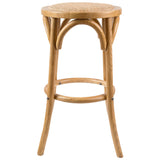 Aster 3pc Round Bar Stools Dining Stool Chair Solid Birch Wood Rattan Seat Oak - Front View