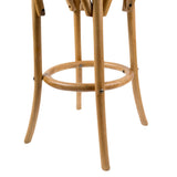 Aster 3pc Round Bar Stools Dining Stool Chair Solid Birch Wood Rattan Seat Oak - 45-Degree Angle