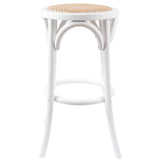 Aster 4pc Round Bar Stools Dining Stool Chair Solid Birch Wood Rattan Seat White - Side View