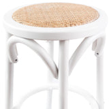 Aster 4pc Round Bar Stools Dining Stool Chair Solid Birch Wood Rattan Seat White - Top-Down View