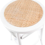 Aster 4pc Round Bar Stools Dining Stool Chair Solid Birch Wood Rattan Seat White - 45-Degree Angle