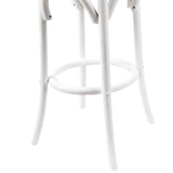 Aster 4pc Round Bar Stools Dining Stool Chair Solid Birch Wood Rattan Seat White - Rear View