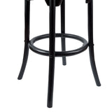 Aster 3pc Round Bar Stools Dining Stool Chair Solid Birch Wood Rattan Seat Black - Top-Down View