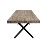 Anika 7pc Dining Set 180cm Table 6 Fabric Chair - Grey Smoke - Side View