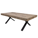 Anika Coffee Table 132cm Laminated Solid Pine Top Metal Leg - Smoke - Front View