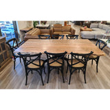 Lantana Dining Table 210cm Live Edge Solid Acacia Timber Wood Metal Leg -Natural - Front View
