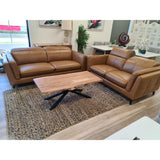 Lantana Coffee Table 130cm Live Edge Solid Acacia Timber Wood Metal Leg -Natural - Front View