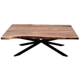 Lantana Coffee Table 130cm Live Edge Solid Acacia Timber Wood Metal Leg -Natural - Top-Down View