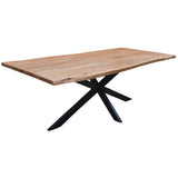 Lantana 7pc 180cm Dining Table 6 Black Wishbone Chair Set Live Edge Acacia Wood - Front View