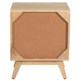 Olearia Bedside Table 2 Drawer Storage Cabinet Solid Mango Wood Rattan Natural - Top-Down View