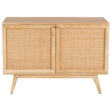 Olearia Buffet Table 100cm 2 Door Solid Mango Wood Storage Cabinet Natural - Front View