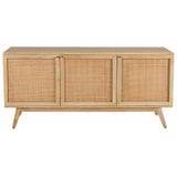 Olearia Buffet Table 150cm 3 Door Solid Mango Wood Storage Cabinet Natural - Side View