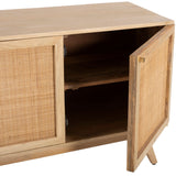 Olearia Buffet Table 150cm 3 Door Solid Mango Wood Storage Cabinet Natural - Top-Down View