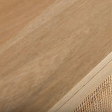 Olearia Buffet Table 150cm 3 Door Solid Mango Wood Storage Cabinet Natural - 45-Degree Angle