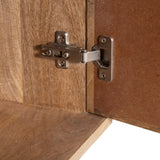 Olearia Buffet Table 150cm 3 Door Solid Mango Wood Storage Cabinet Natural - Close-Up Angle