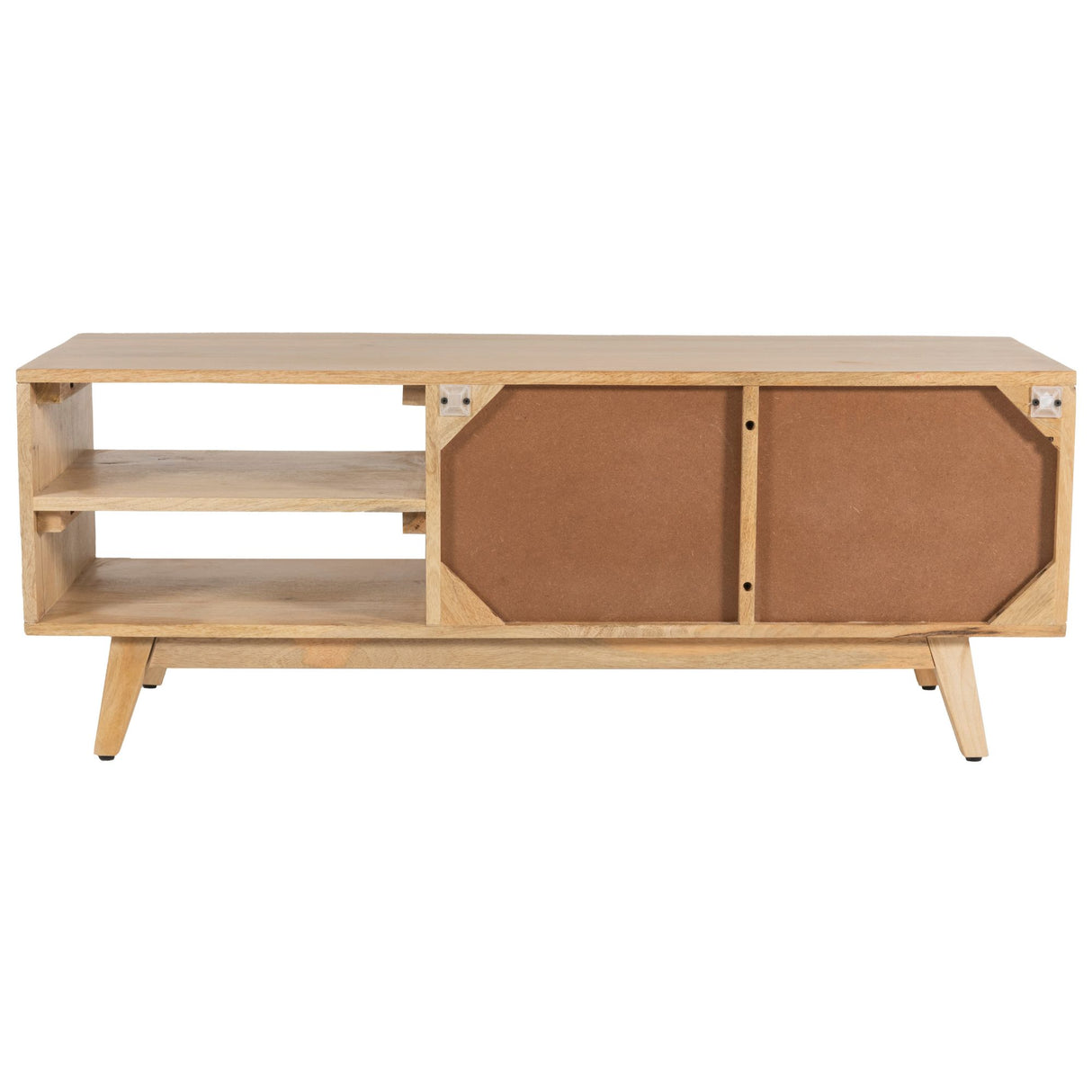 Olearia ETU Entertainment TV Unit 117cm Solid Mango Wood Rattan 2 Door Natural