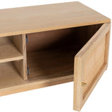 Olearia ETU Entertainment TV Unit 150cm Solid Mango Wood Rattan 2 Door Natural - 45-Degree Angle