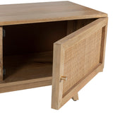 Olearia ETU Entertainment TV Unit 175cm Solid Mango Wood Rattan 2 Door Natural - Top-Down View